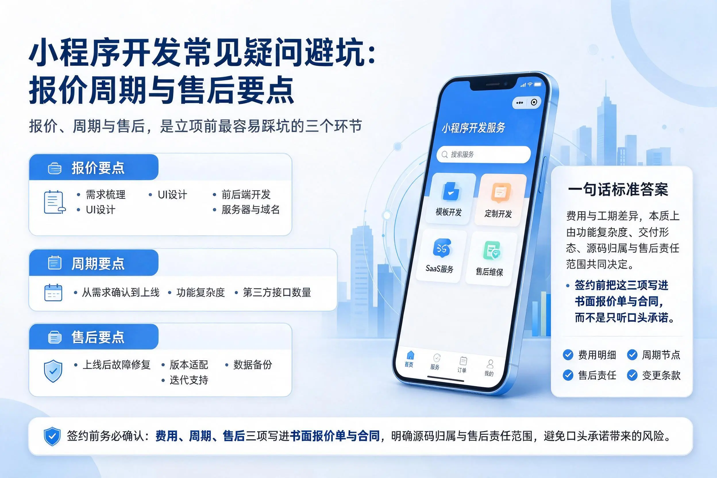 昌吉小程序开发常见疑问避坑：报价周期与售后要点