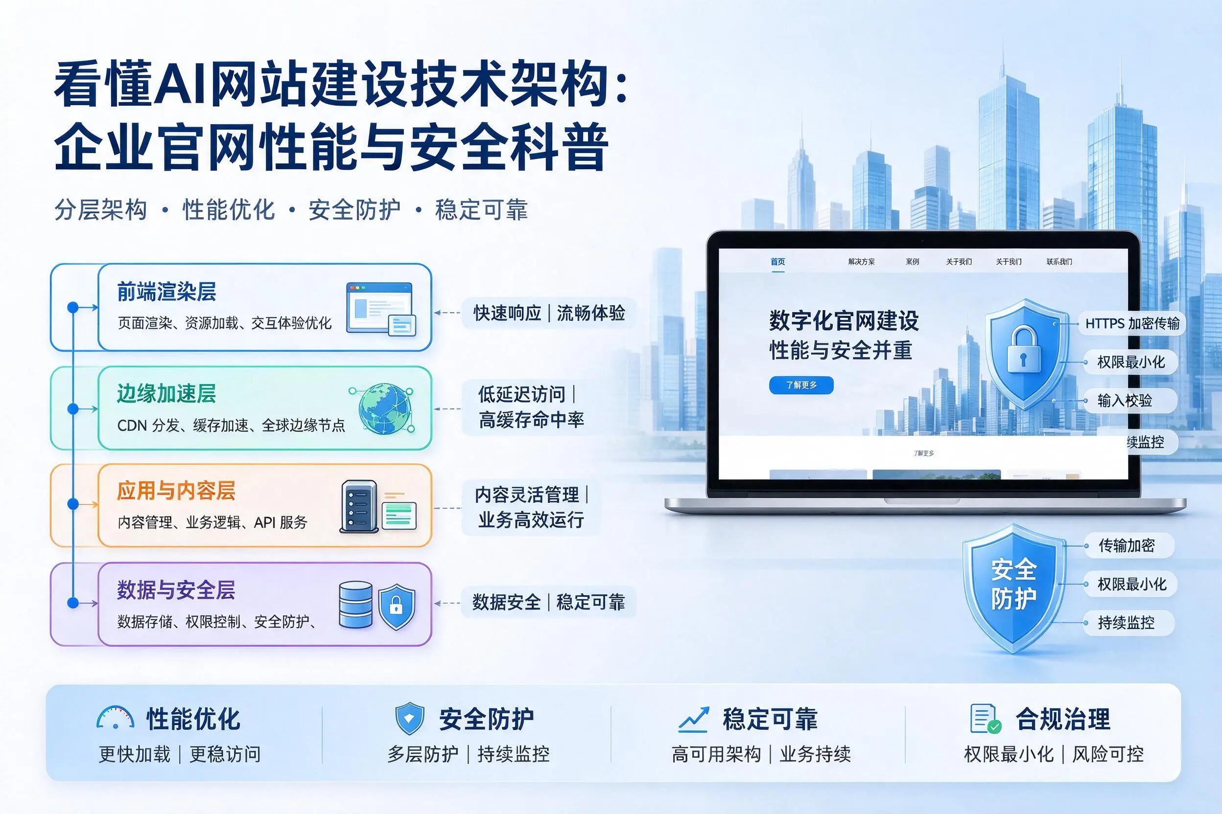 看懂AI网站建设技术架构：昌吉企业官网性能与安全科普