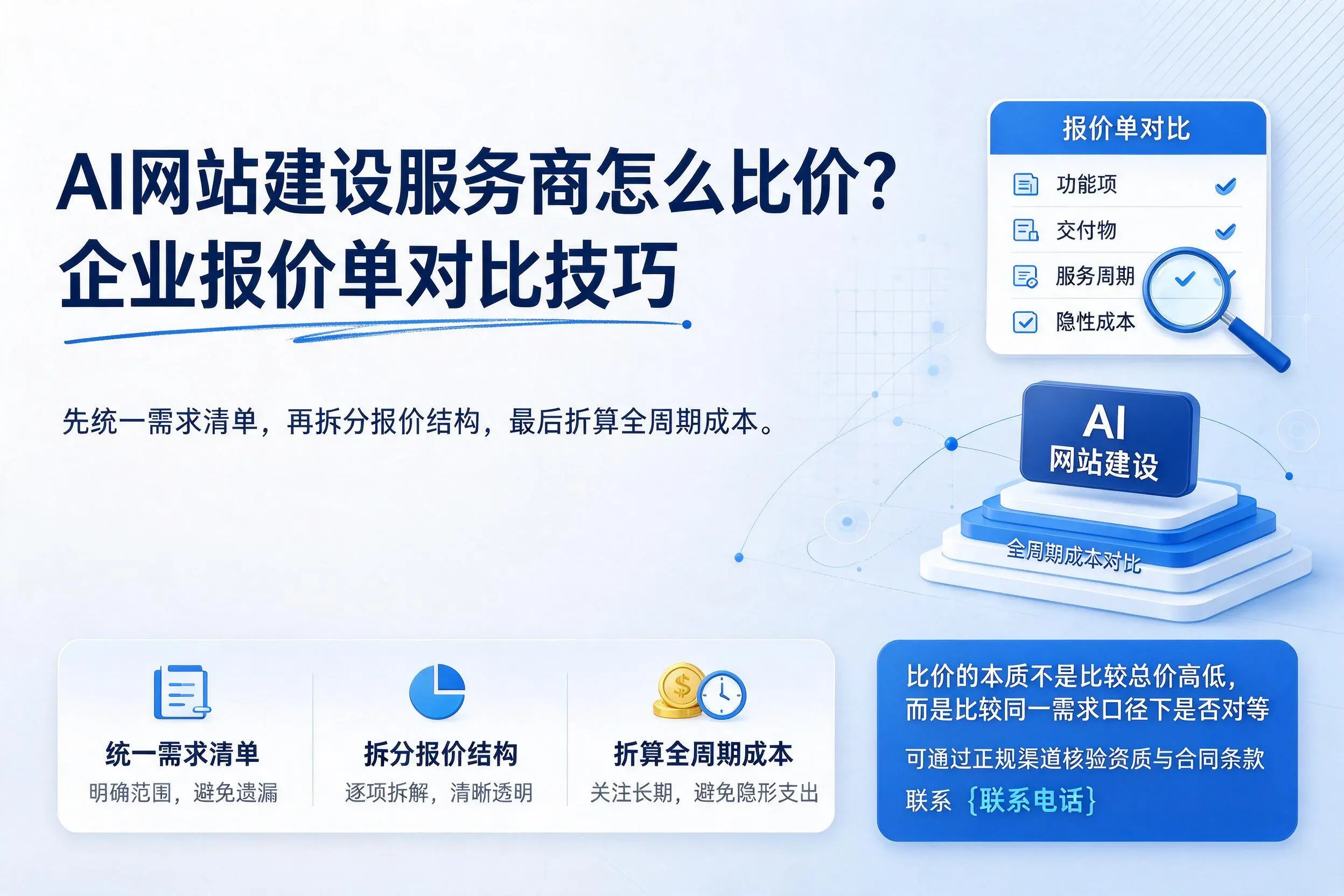 AI网站建设服务商怎么比价？昌吉企业报价单对比技巧