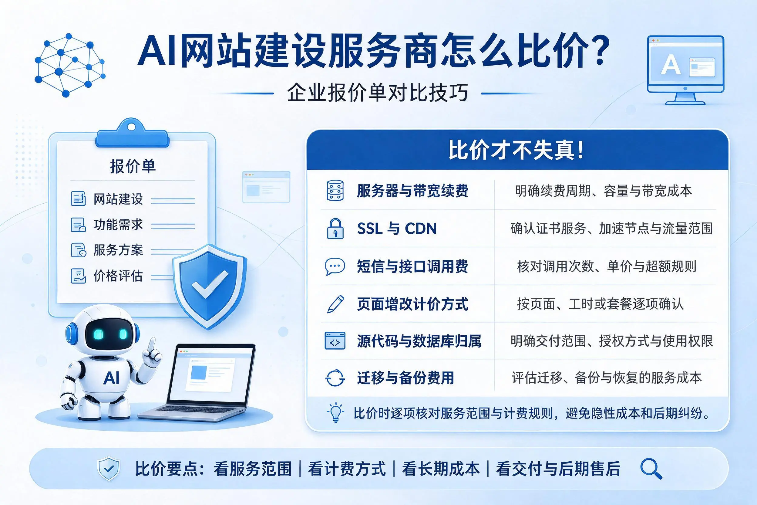 AI网站建设服务商怎么比价？昌吉企业报价单对比技巧