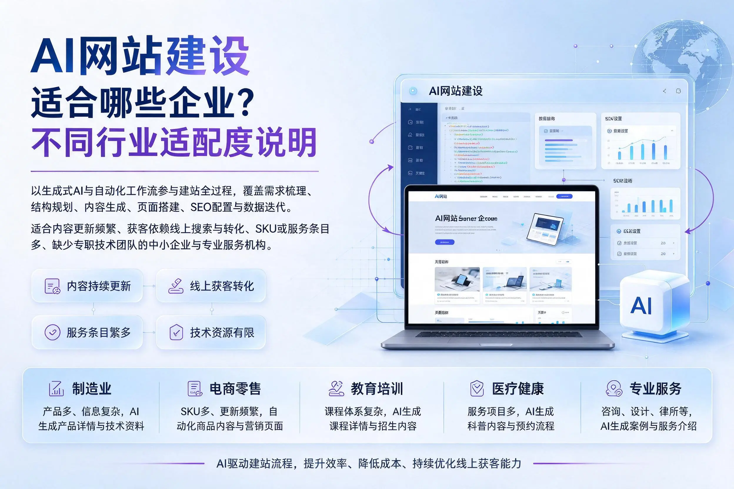 AI网站建设适合哪些企业?昌吉不同行业适配度说明